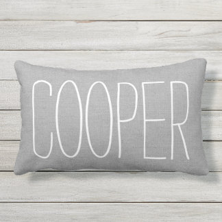 Coussin Rectangle Nom de gris rustique Monogramme