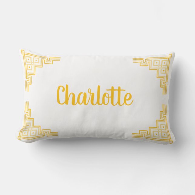Coussin Rectangle Nom de la Chinoiserie jaune (Recto)