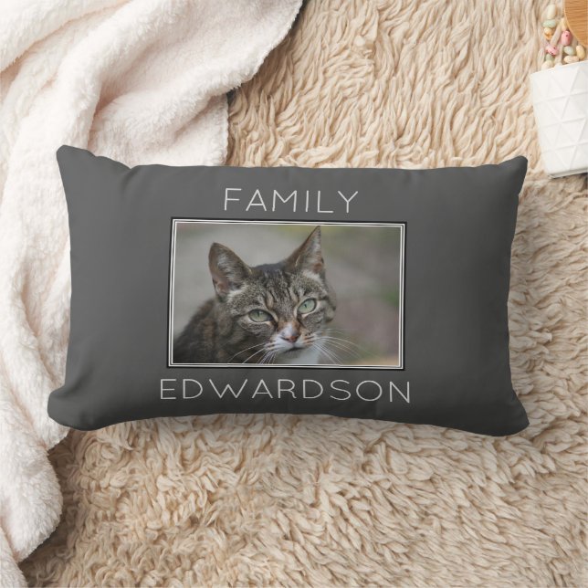 Coussin Rectangle Nom de monogramme de famille de photo personnalisé (Couverture)