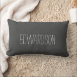 Coussin Rectangle Nom de monogramme gris foncé rustique moderne<br><div class="desc">Moderne rustique gris foncé,  coussin de nom monogramme personnel. Vous pouvez facilement changer le nom pour personnaliser.</div>