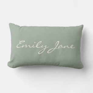 Coussin Rectangle Nom de style minimaliste personnalisé Vert Sauge