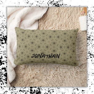 Coussin Rectangle Nom du monogramme motif noir et beige  