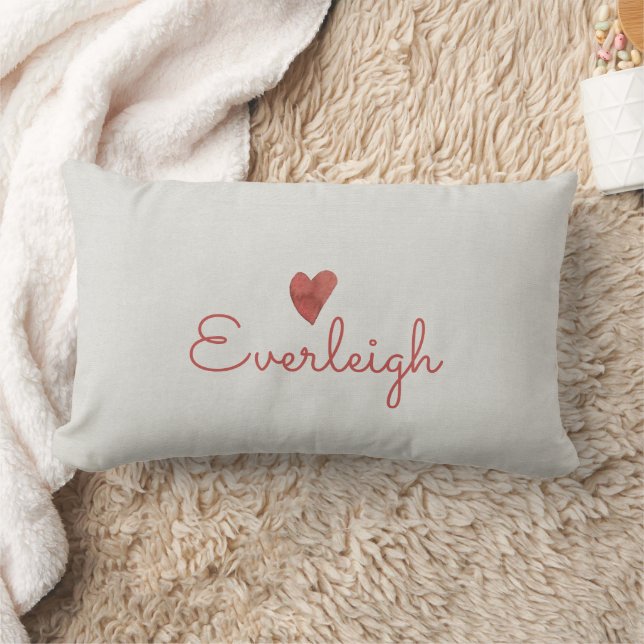 Coussin Rectangle Nom du script rouge mignon Coeur (Couverture)