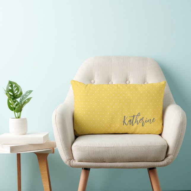 Coussin Rectangle Nom élégant moderne Pots jaunes de moutarde (Chaise)