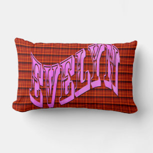 Coussin Rectangle Nom Evelyn Sur Red Tartan Imprimer