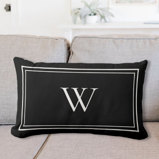 Coussin Rectangle Nom Initial Monogramme Classique Personnalisé