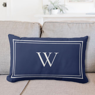 Coussin Rectangle Nom initial monogramme classique personnalisé