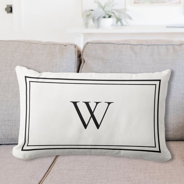 Coussin Rectangle Nom initial monogramme classique personnalisé (Créateur téléchargé)