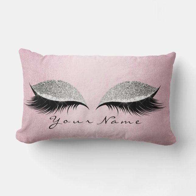 Coussin Rectangle Nom Parties scintillant Argent Yeux noirs Lashes d (Recto)
