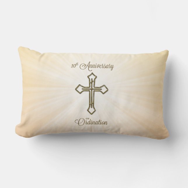 Coussin Rectangle Nom personnalisé, 10e anniversaire de l'ordination (Recto)