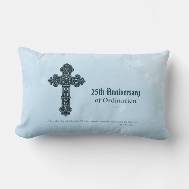 Coussin Rectangle Nom personnalisé & Anniversaire Année Ordination,  (Recto)