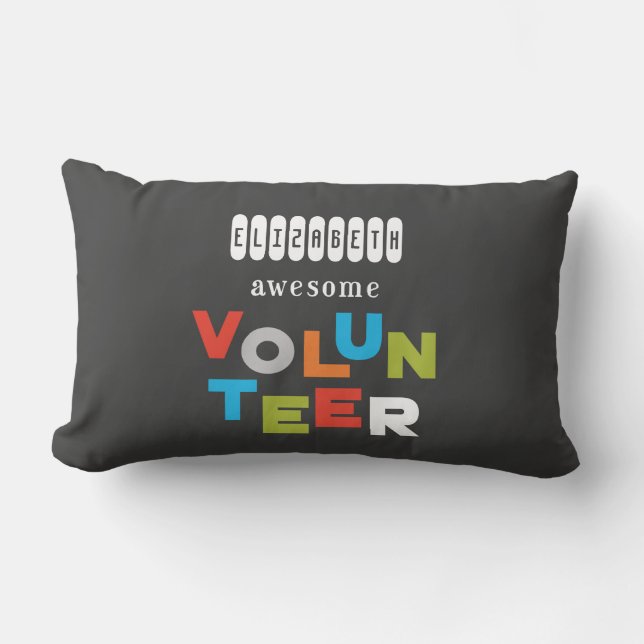Coussin Rectangle Nom Personnalisé, Awesome Bénévole Appréciation (Recto)