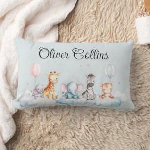 Coussin Rectangle Nom personnalisé Baby Zebra avec tous ses amis