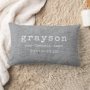 Coussin Rectangle Nom personnalisé de l'enfant date de naissance mod