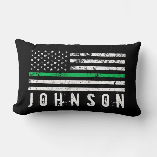 Coussin Rectangle Nom personnalisé du drapeau américain style Ligne  (Recto)
