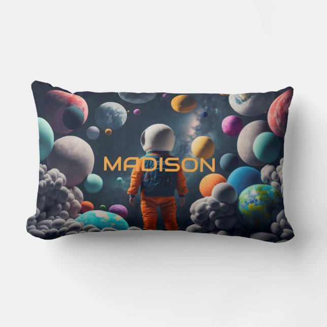 Coussin Rectangle Nom personnalisé Imaginaire Espace enfant (Recto)