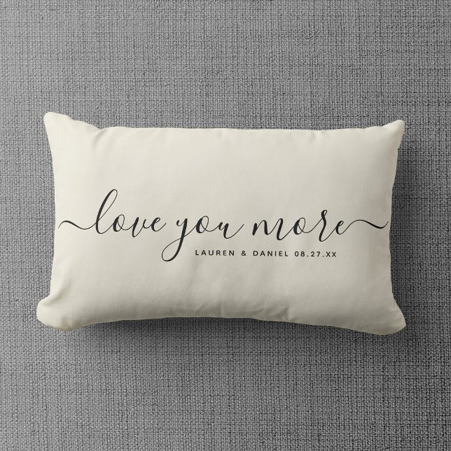 Coussin Rectangle Nom personnalisé Je t'aime plus Saint-Valentin Nou (Créateur téléchargé)