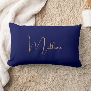 Coussin Rectangle Nom personnalisé minimaliste bleu