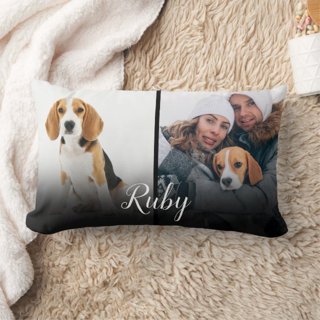 Coussin Rectangle Nom personnalisé Photo de chien 2 (Couverture)