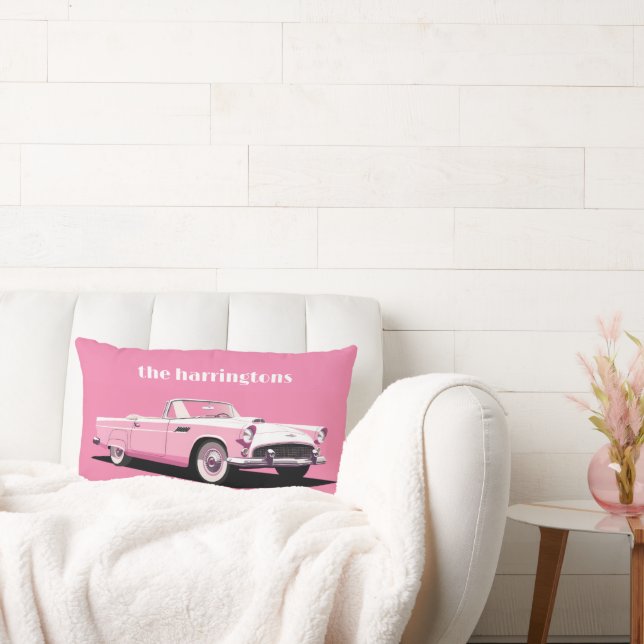 Coussin Rectangle Nom personnalisé Pink Classic Car (Canapé)
