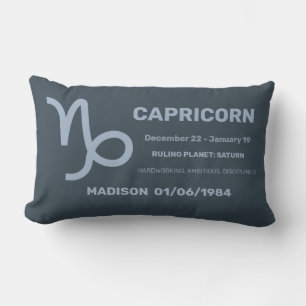 Coussin Rectangle Nom personnalisé / Texte Zodiac Signal Capricorne