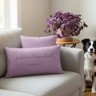 Coussin Rectangle Noms et Mariages de date personnalisés Lavande-cad