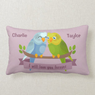 Coussin Rectangle Noms personnalisés mignons Inséparables lancer d