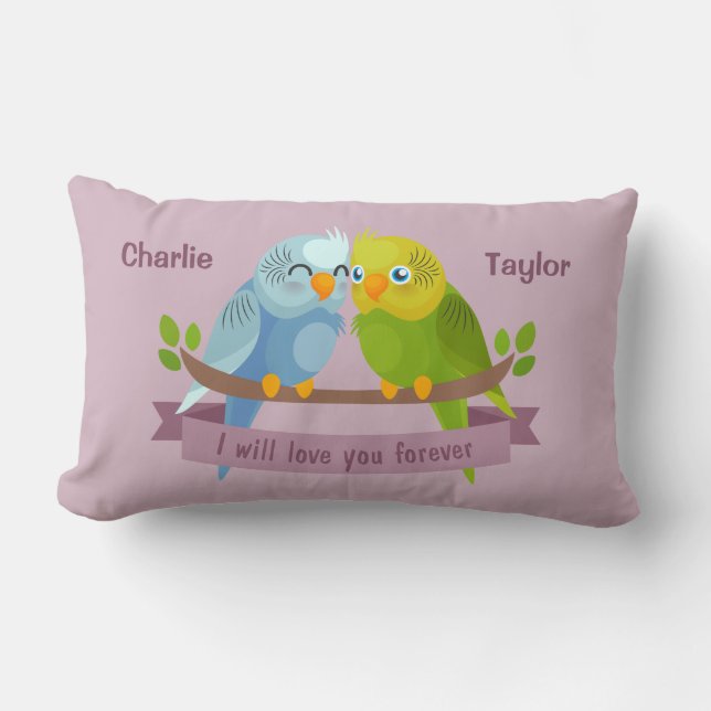 Coussin Rectangle Noms personnalisés mignons Inséparables lancer des (Recto)