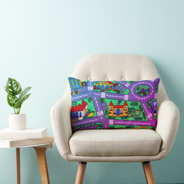 Coussin Rectangle nostalgie des années 90, tapis de piste Voiture Ro (Chaise)