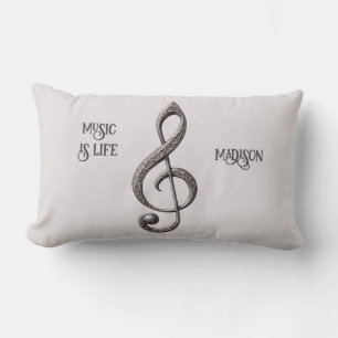 Coussin Rectangle Note de clic musicale de texte et de couleur perso