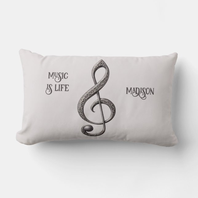 Coussin Rectangle Note de clic musicale de texte et de couleur perso (Recto)