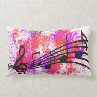 Coussin Rectangle Notes colorées abstraites de musique