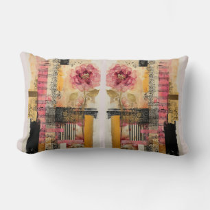 Coussin Rectangle Notes de musique et de fleurs roses