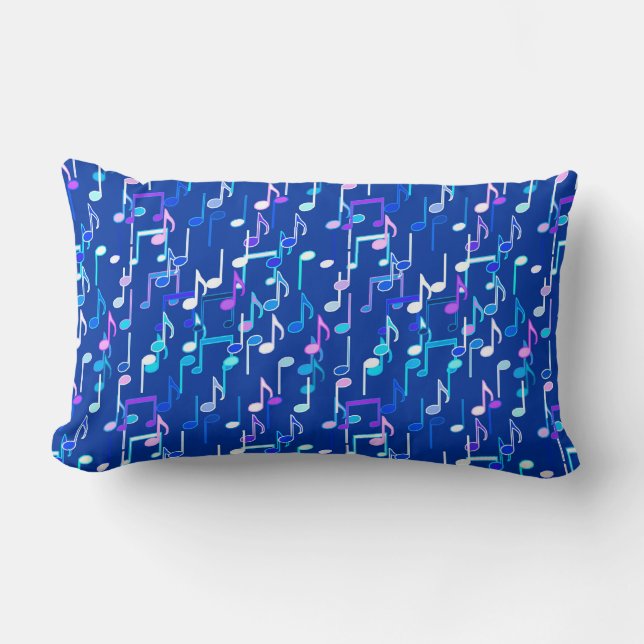 Coussin Rectangle Notes de musique imprimées - bleu indigo, multicol (Recto)