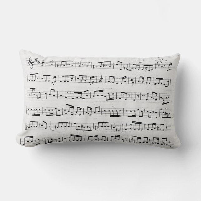 Coussin Rectangle Notes de musique sur le bois blanchi à la chaux (Recto)