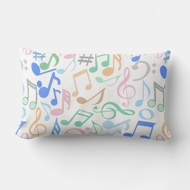 Coussin Rectangle Notes et symboles musicaux Motif pastel.w (Recto)