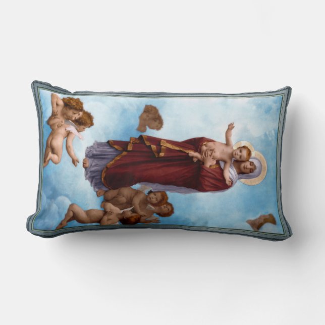 Coussin Rectangle Notre-Dame des Anges par William Bouguereau (Recto)