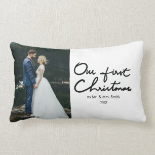 Coussin Rectangle Notre premier Noël en tant que M. & Mme Mariage Ph