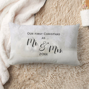 Coussin Rectangle Notre premier Noël   Garde de mariage personnalisé