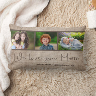 Coussin Rectangle Nous aimons votre maman 3 Photo Famille Enfant Col