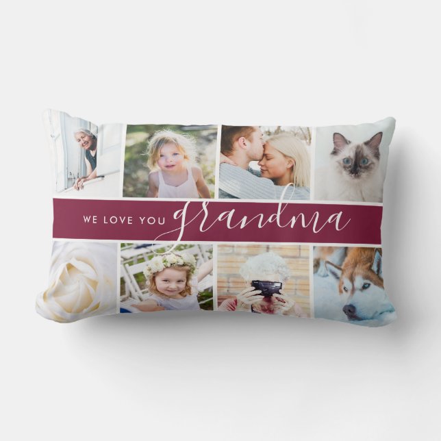 Coussin Rectangle Nous t'aimons grand-mère ! Cadeau photo personnali (Recto)