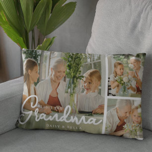 Coussin Rectangle Nous vous aimons grand-mère Collage photo