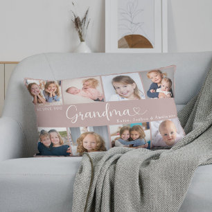 Coussin Rectangle Nous vous aimons Grand-mère Photo Collage Cœur Scr