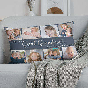 Coussin Rectangle Nous vous aimons Grande Mère Photo Collage Cœur