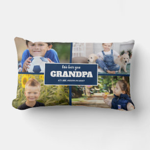 Coussin Rectangle Nous vous aimons Papi 4 Photo Bleu marine