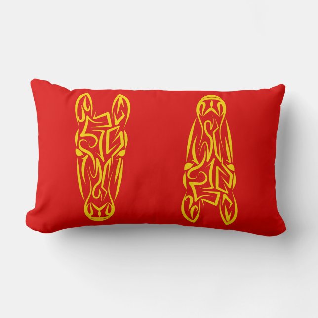 Coussin Rectangle Nouvel An lunaire chinois du Cheval 2026 4724 Feu (Recto)