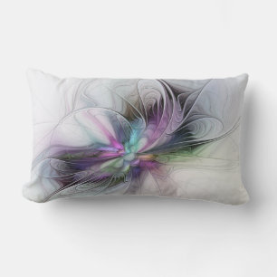 Coussin Rectangle Nouvelle vie, art fantastique abstrait et coloré d