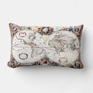 Coussin Rectangle Nova Totius Terrarum Orbis par Henricus Hondius II