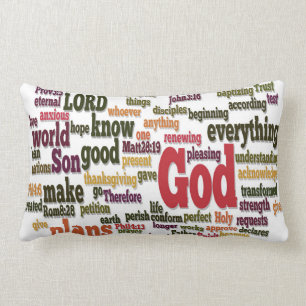 Coussin Rectangle Nuage de mot pour des vers de bible du principal