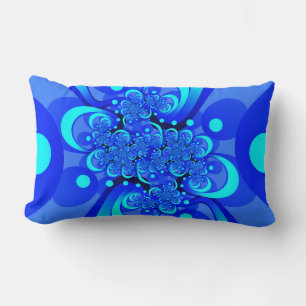 Coussin Rectangle Nuances de bleu moderne art fractal Abstrait